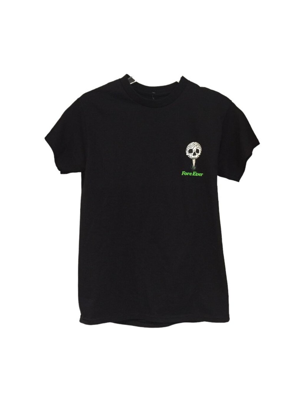 FORE EVER Golfing Skeleton with Driver Scythe Men's Small Black Short Sleeve Tee